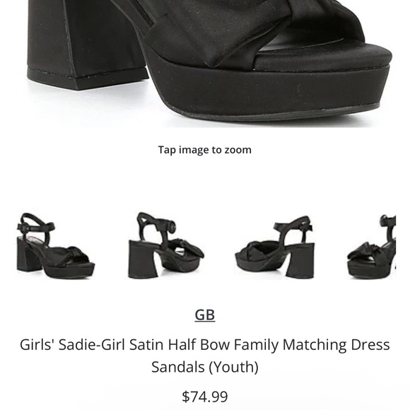 Girls' Sadie-Girl Satin Half Bow Platform Dress Sandals - size 2 Youth - Picture 10 of 10